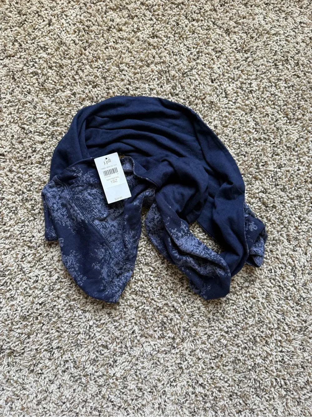 NWT J. Jill Navy Blue Floral Infinity Loop Scarf One Size